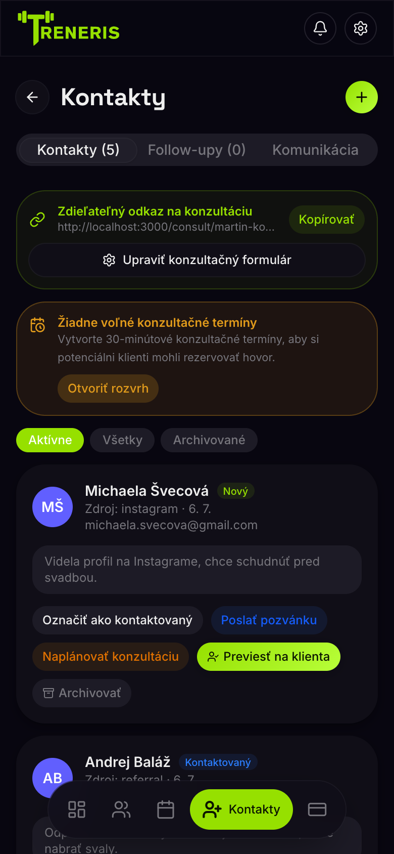 Leads in Treneris