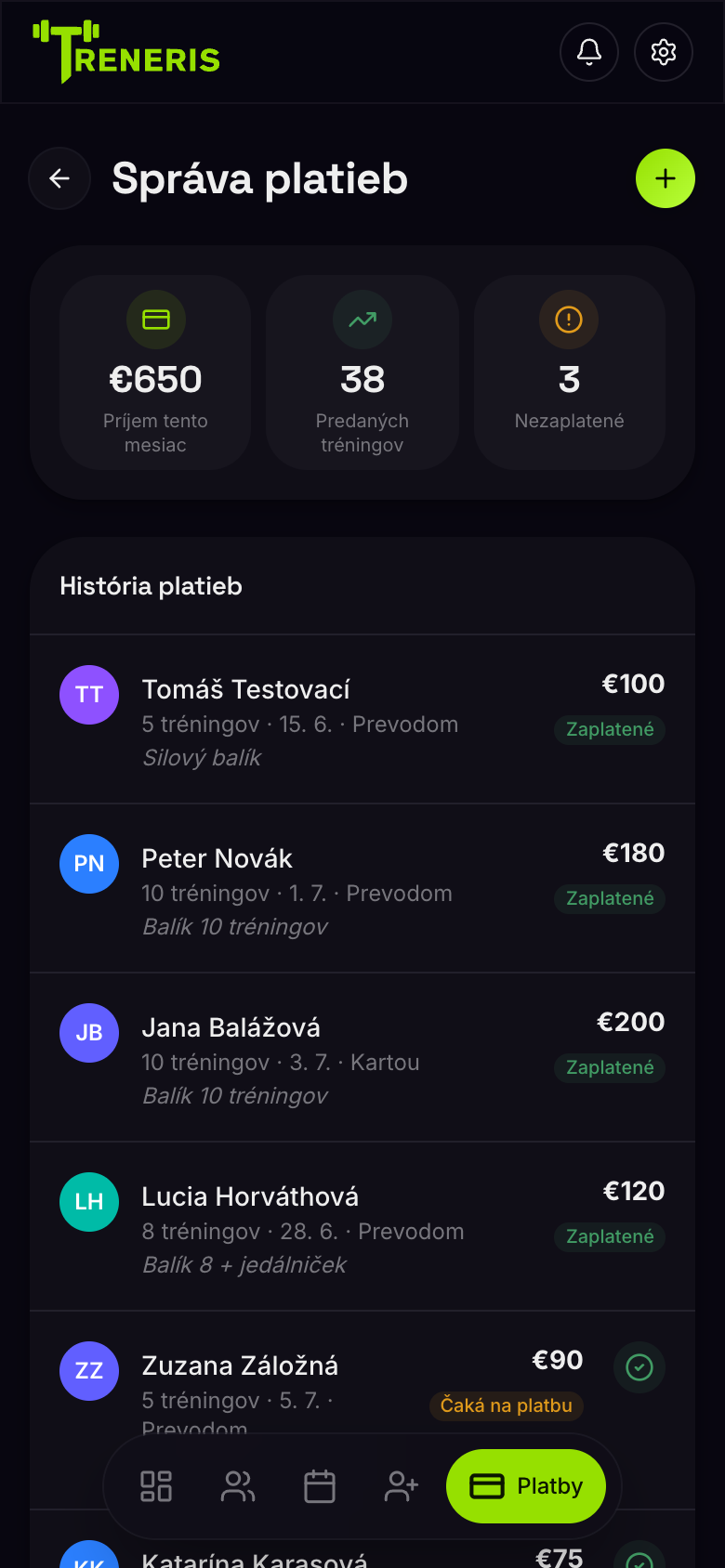 Payments in Treneris